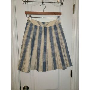 Anthro Maeve Blue and beige striped mini skirt sz 2